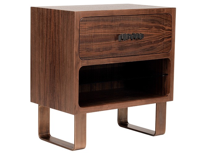 modernist nightstand bronze edition claro walnut
