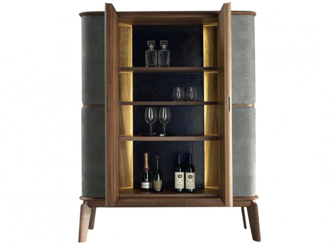 matthias walnut leather bar cabinet