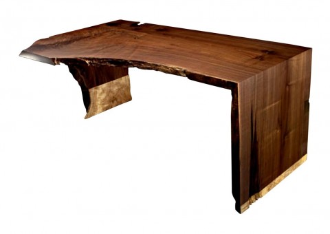 live-edge solid slab wood desk