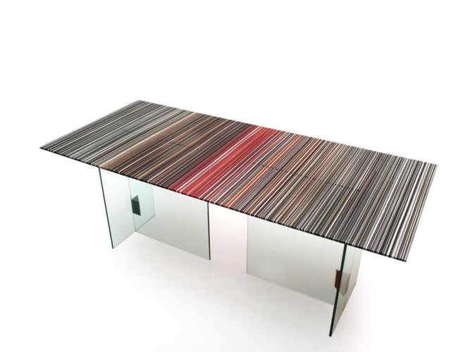 fused glass dining table by orfeo quagliata