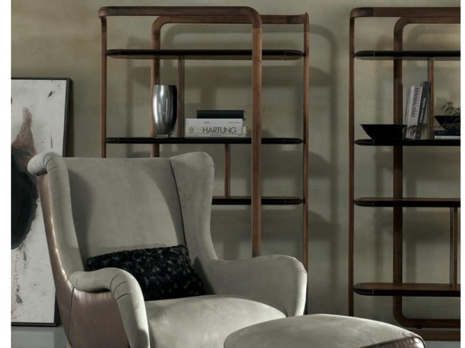 big doom leather walnut shelving