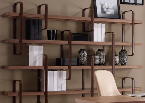 harmony leather accent shelving