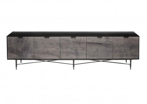 5 door blackened steel oxidized credenza