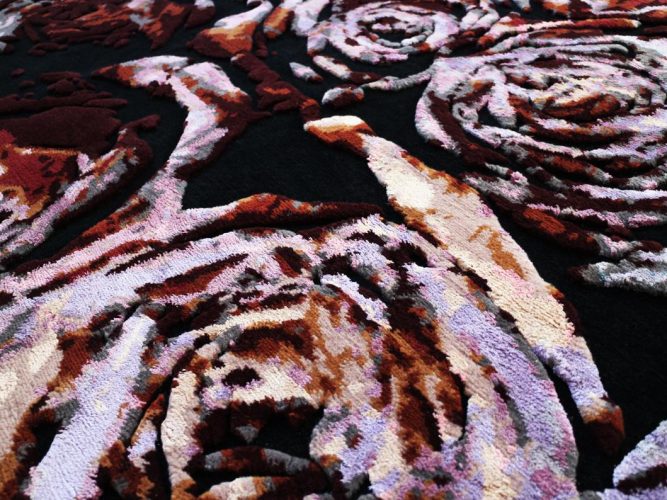 wine roses rug